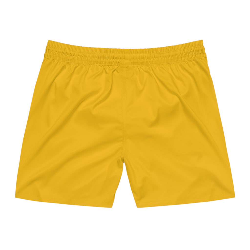 Aqua Sol Men’s Mid-Length Swim Trunks — “SolWave”  Yellow