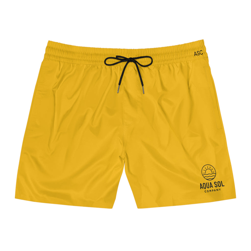 Aqua Sol Men’s Mid-Length Swim Trunks — “SolWave”  Yellow