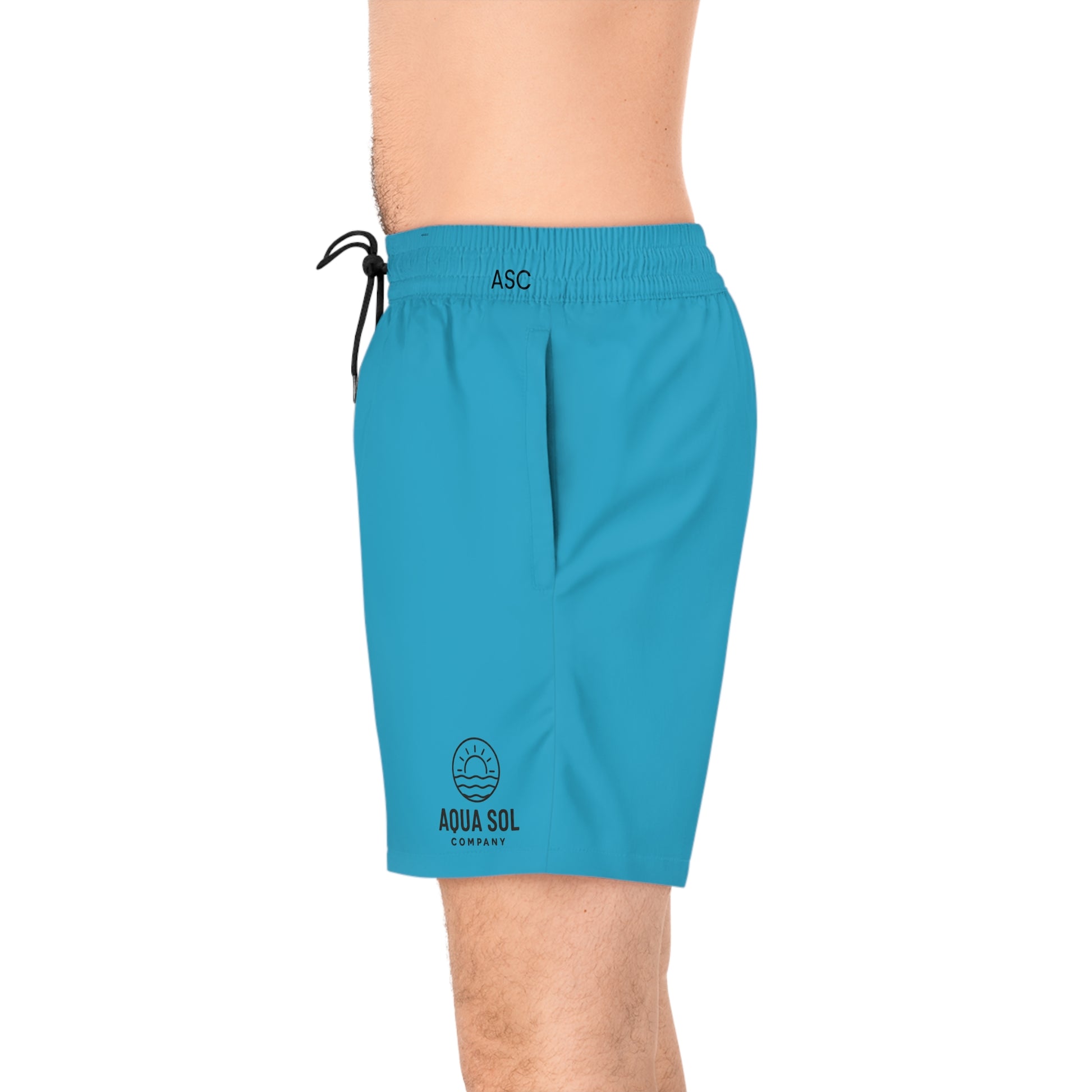 Aqua Sol Men’s Mid-Length Swim Trunks — “SolWave”  Seafoam