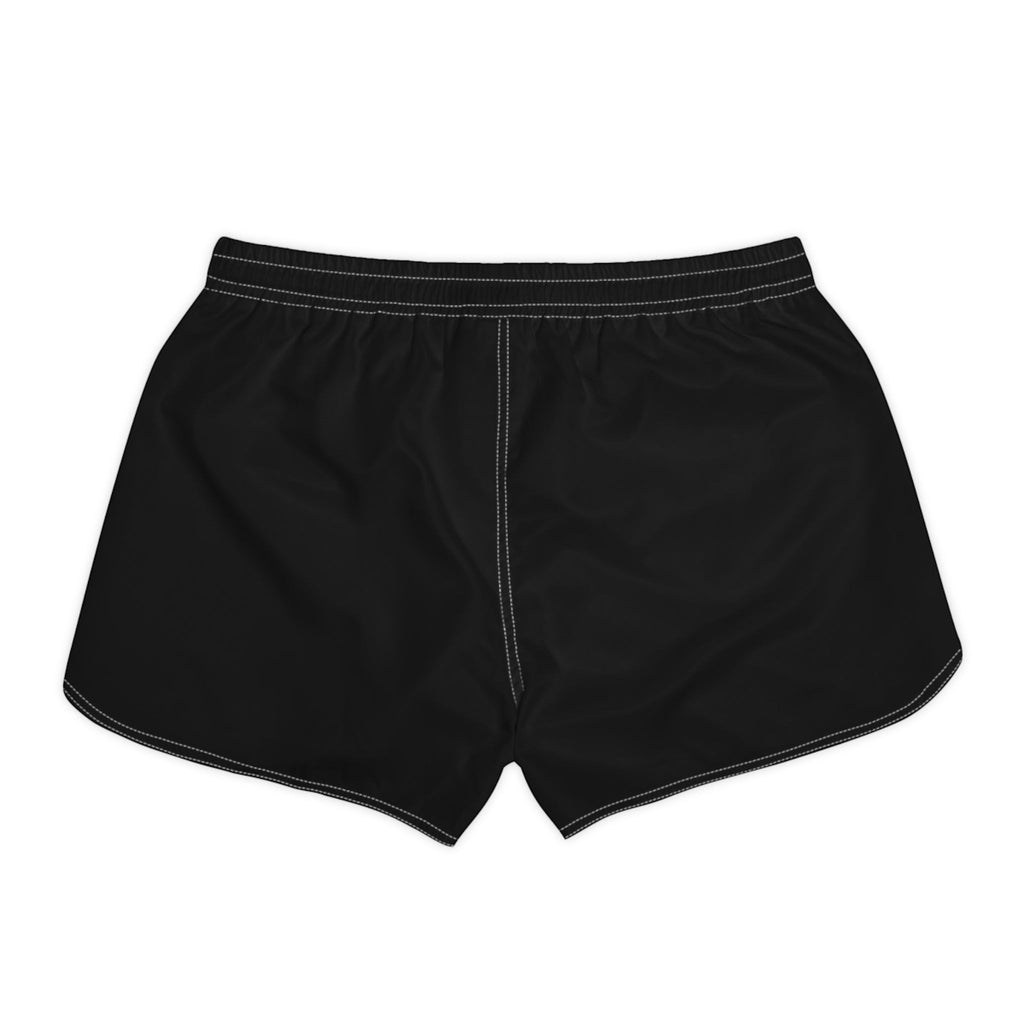 Aqua Sol Company black quick-dry coastal shorts with white contrast stitching and elastic waistband